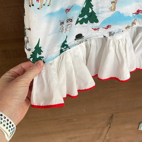 Girls, handmade red nose reindeer Christmas dress size 5 - Picture 3 of 4